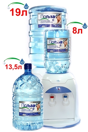 Доставка воды в таре 19л, 13.5 л, 8 л.- заказ воды